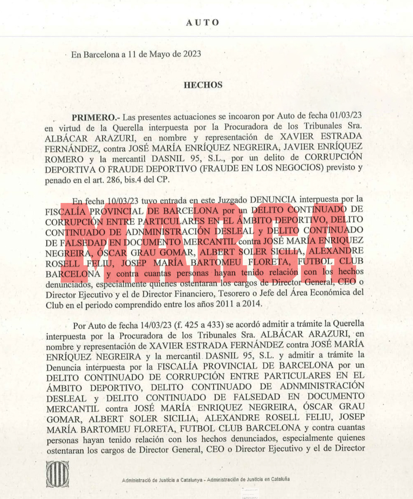 La jueza admite que el Real Madrid se persone en el 'caso Negreira'