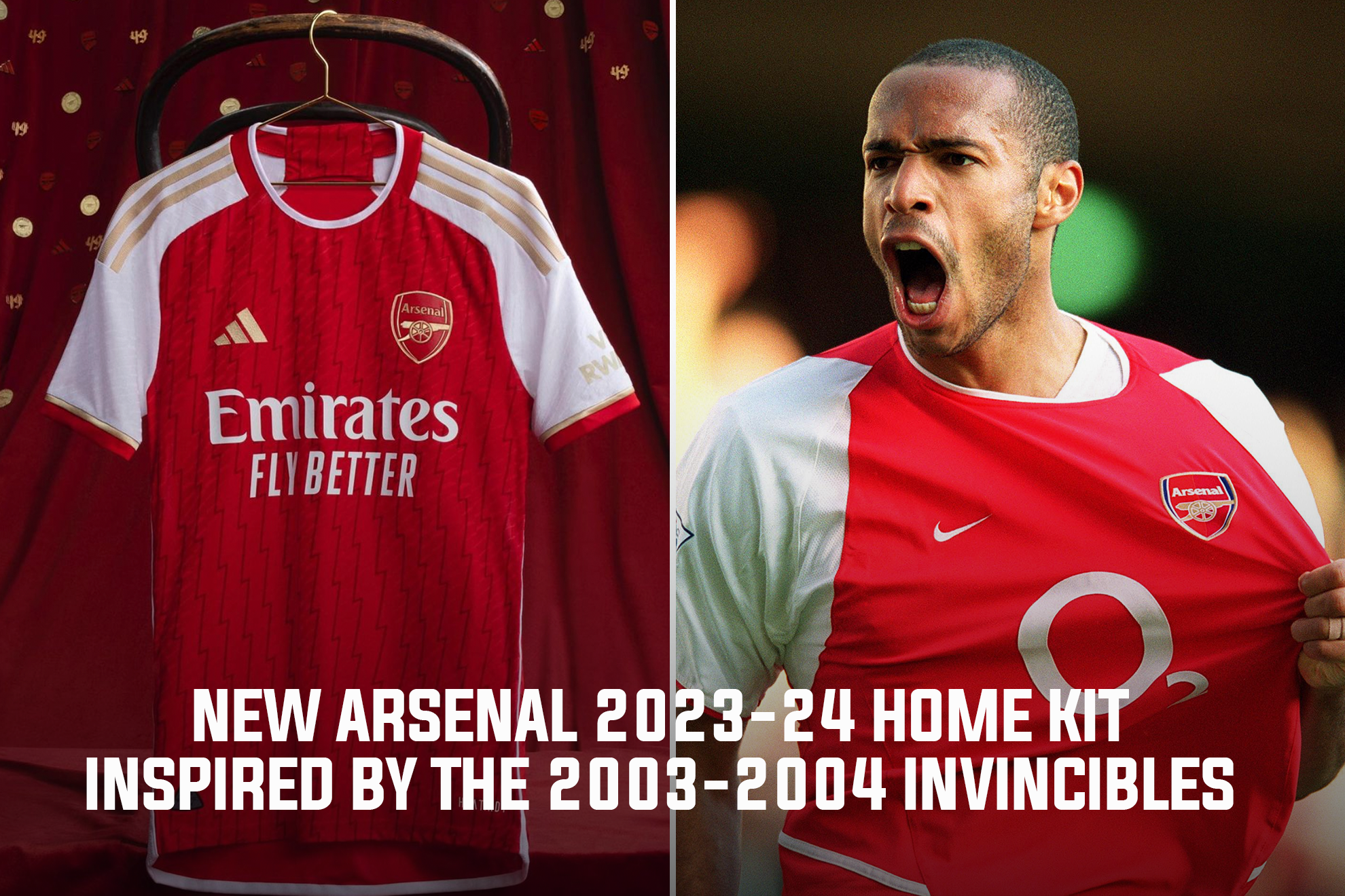 Adidas inspired by the invincibles for the new Arsenal home kit for the 2023-24 season.