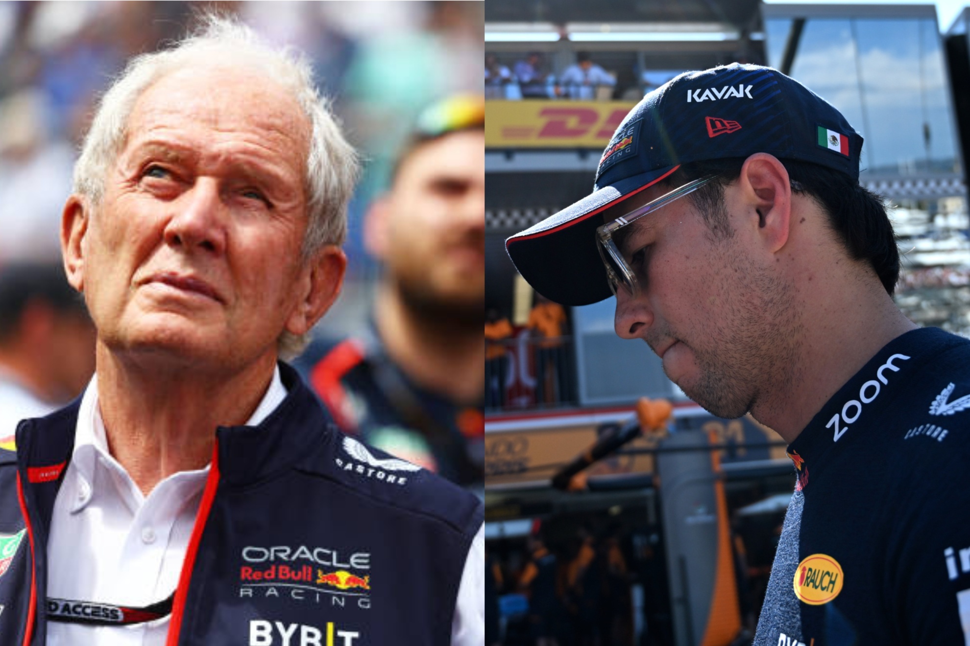 Red Bull Racing's Helmut Marko and Sergio 'Checo' Perez.
