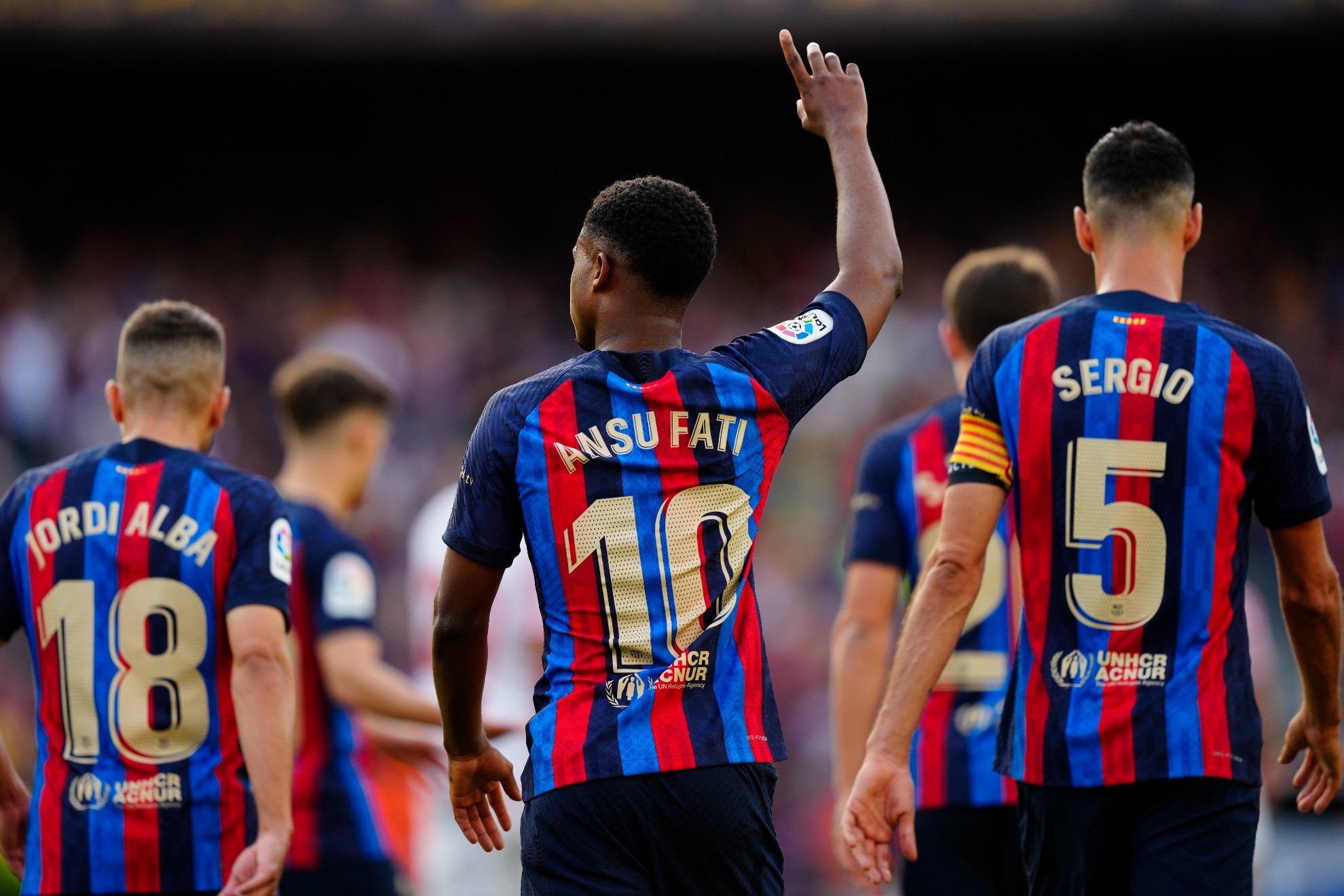 Ansu Fati celebra el segundo gol que marcó con el Barcelona al Mallorca.