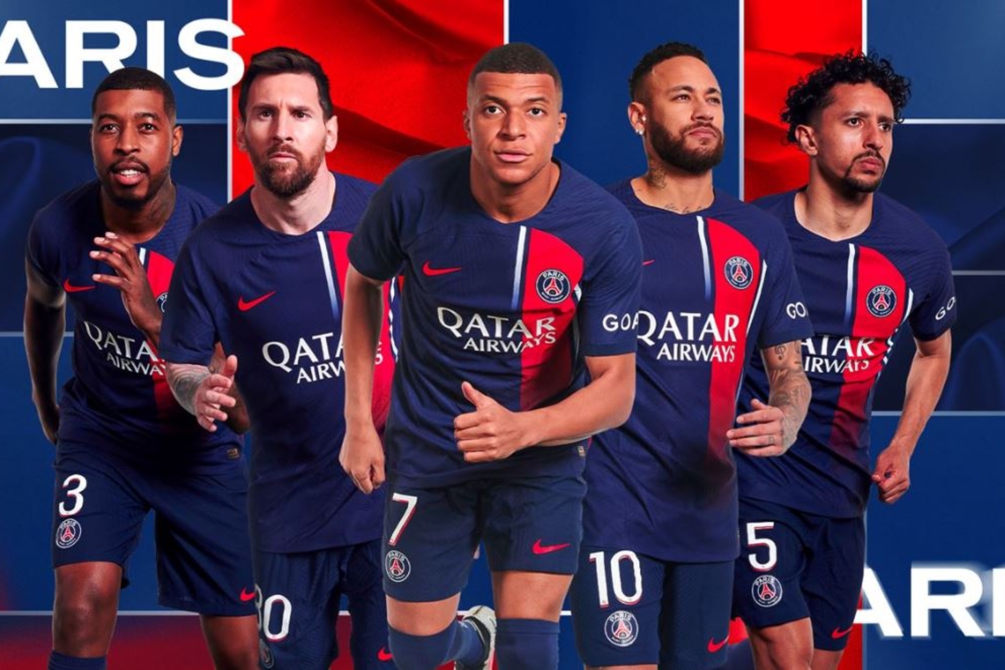 La imagen del PSG para promocionar su nueva equipación de la temporada 23-24.