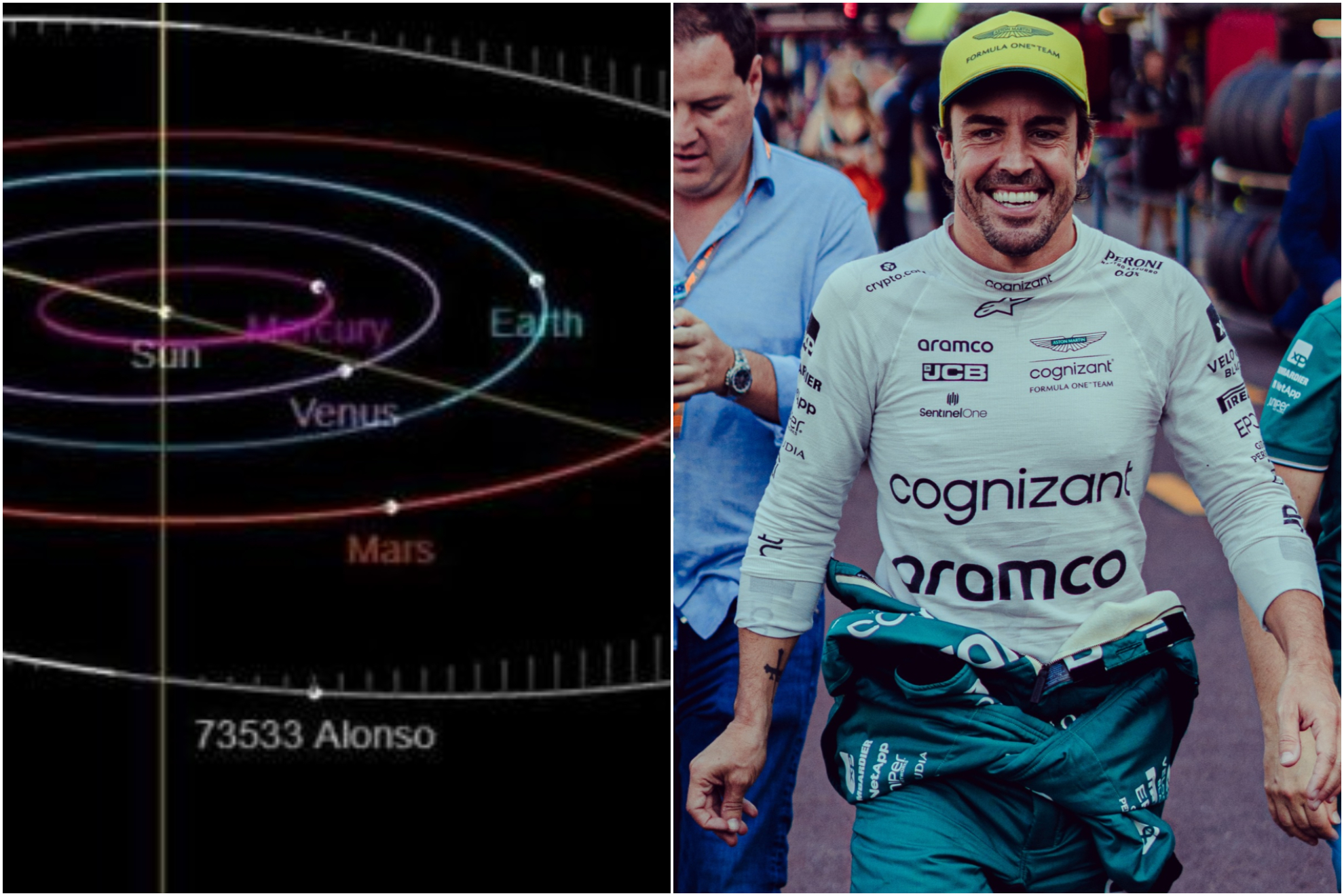 Alonso, junto al asteroide que lleva su nombre.