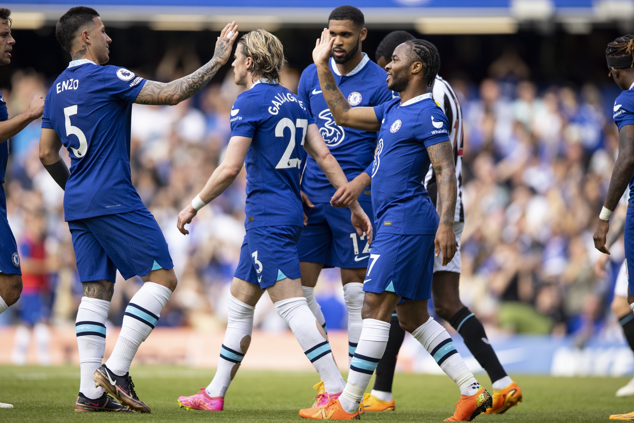 Los jugadores del Chelsea celebran un gol.