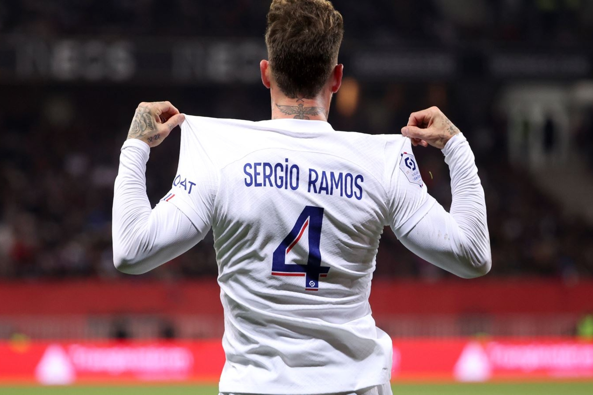 Sergio Ramos celebra un gol con el PSG esta temporada.