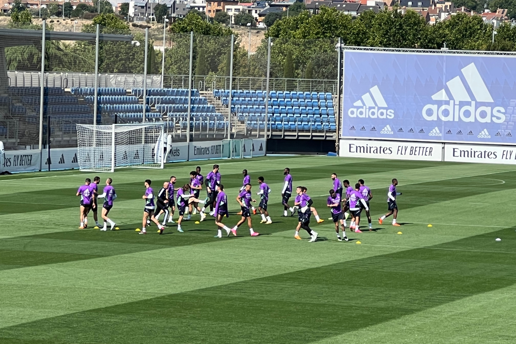 Los jugadores del Real Madrid, esta mañana en Valdebebas.