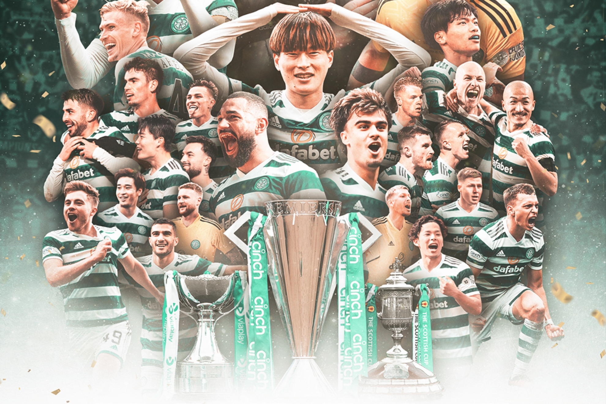 El Celtic celebra el triplete.