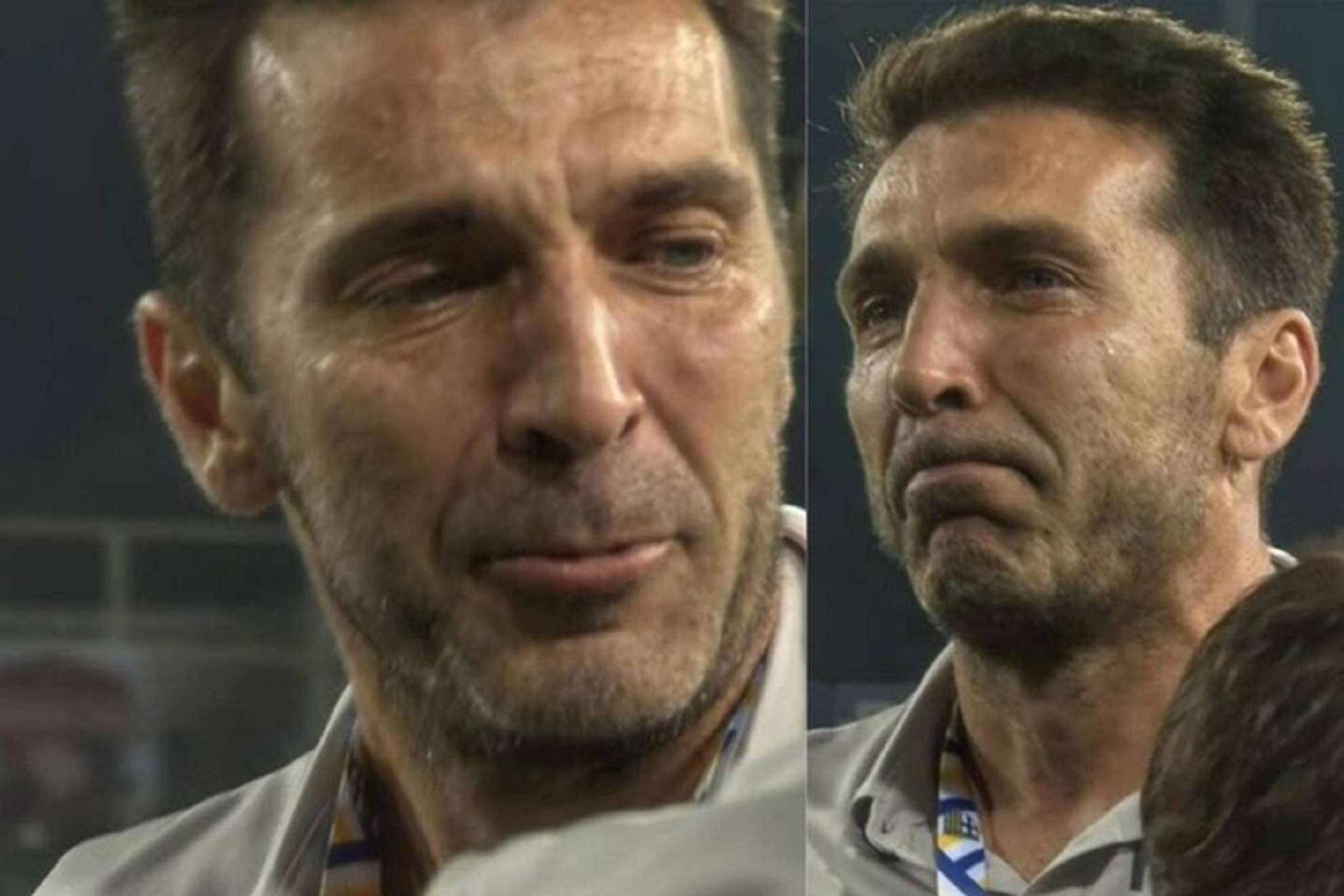 Gianluigi Buffon llorando tras la derrota de El Parma frente al Cagliari