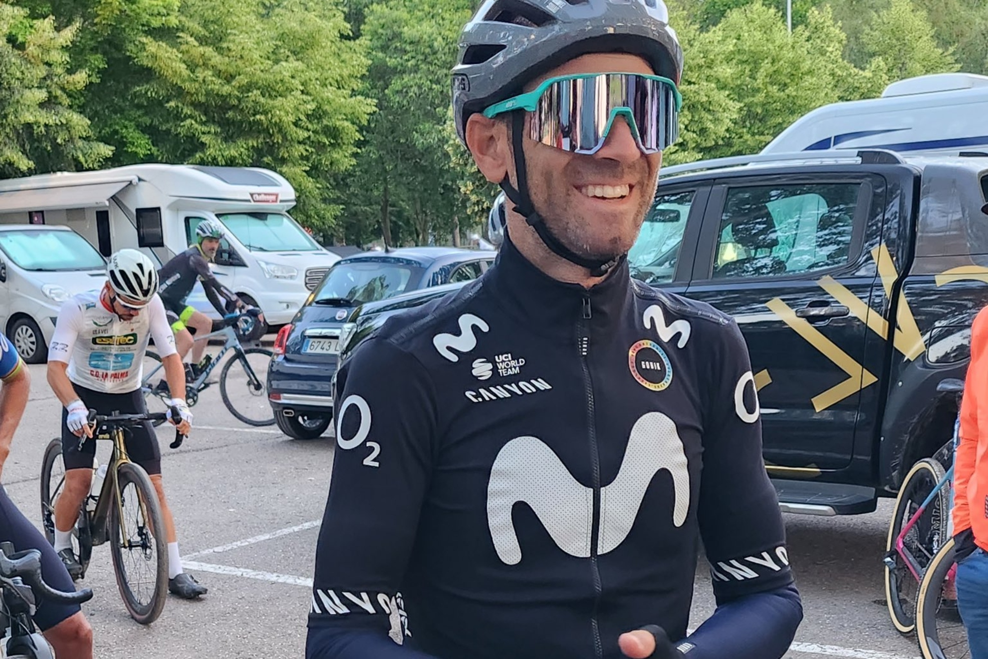 Alejandro Valverde, sonriente este domingo antes de la carrera