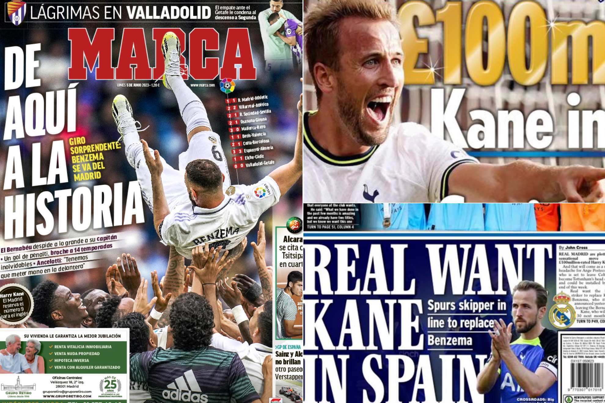 Las portadas: mucho Kane y el Real Madrid en la prensa inglesa