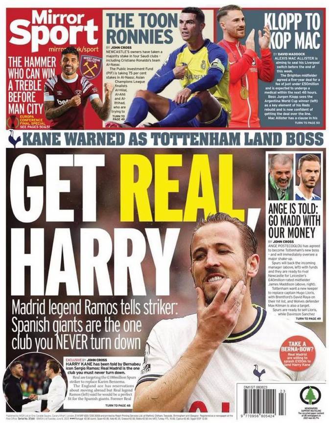 Advertencia a Harry Kane: "No debe rechazar la oportunidad de jugar en el Real Madrid"