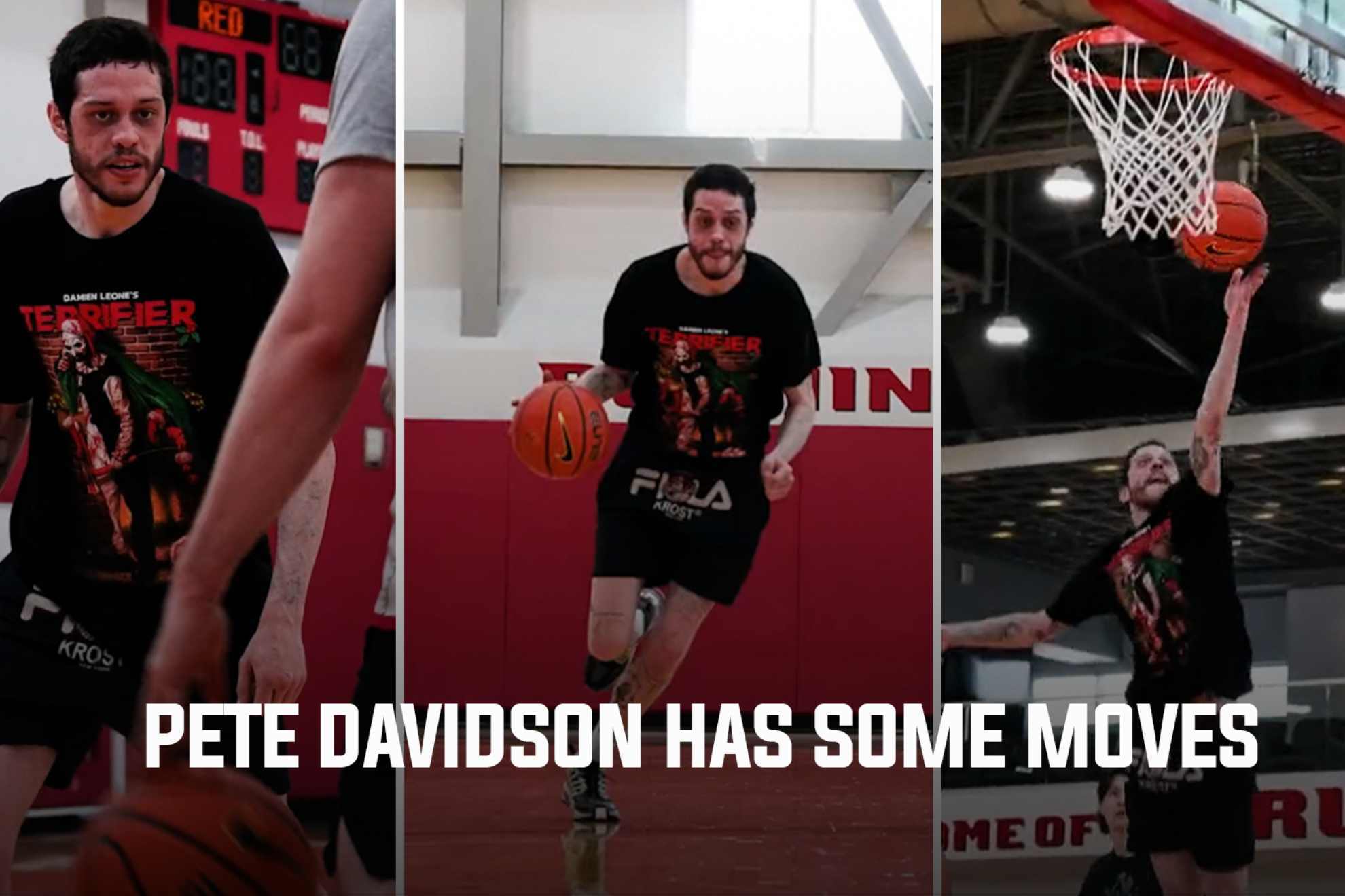 Pete Davidson showed of basketball skills in a pick-up game at UNLV.