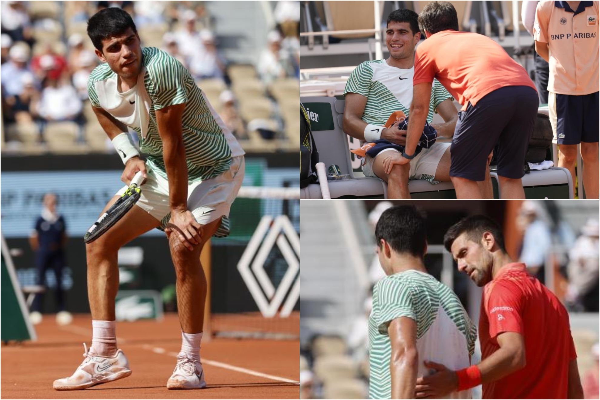 Las mejores imágenes de la batalla entre Carlos Alcaraz y Novak Djokovic en Roland Garros