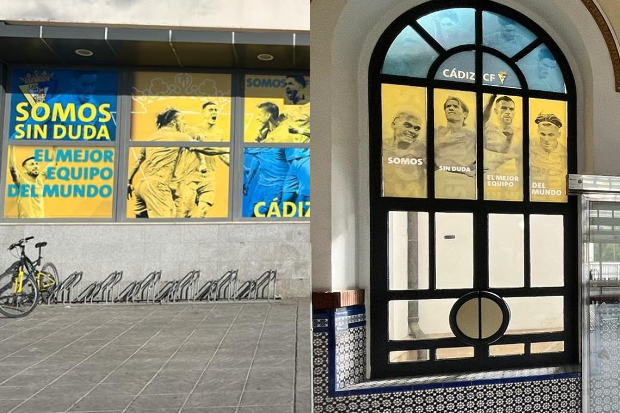 Imágenes de las estaciones de la provincia de Cádiz con la campaña de promoción del club.