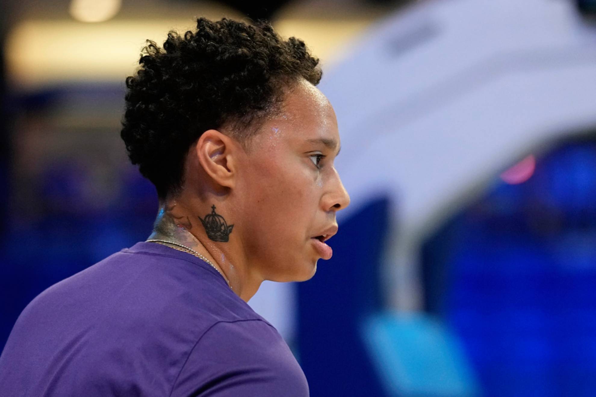 Brittney Griner prepares for the team's WNBA basketball game against the Dallas Wings