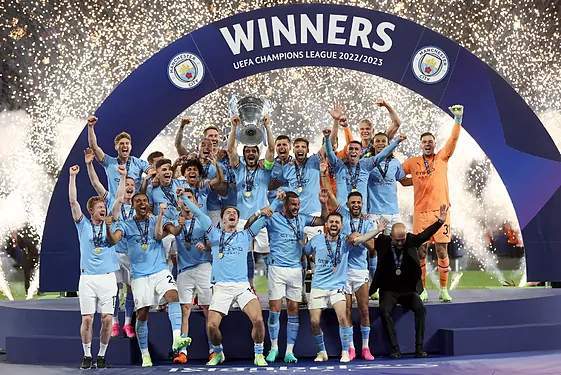 City are European champions for the first time to complete historic treble