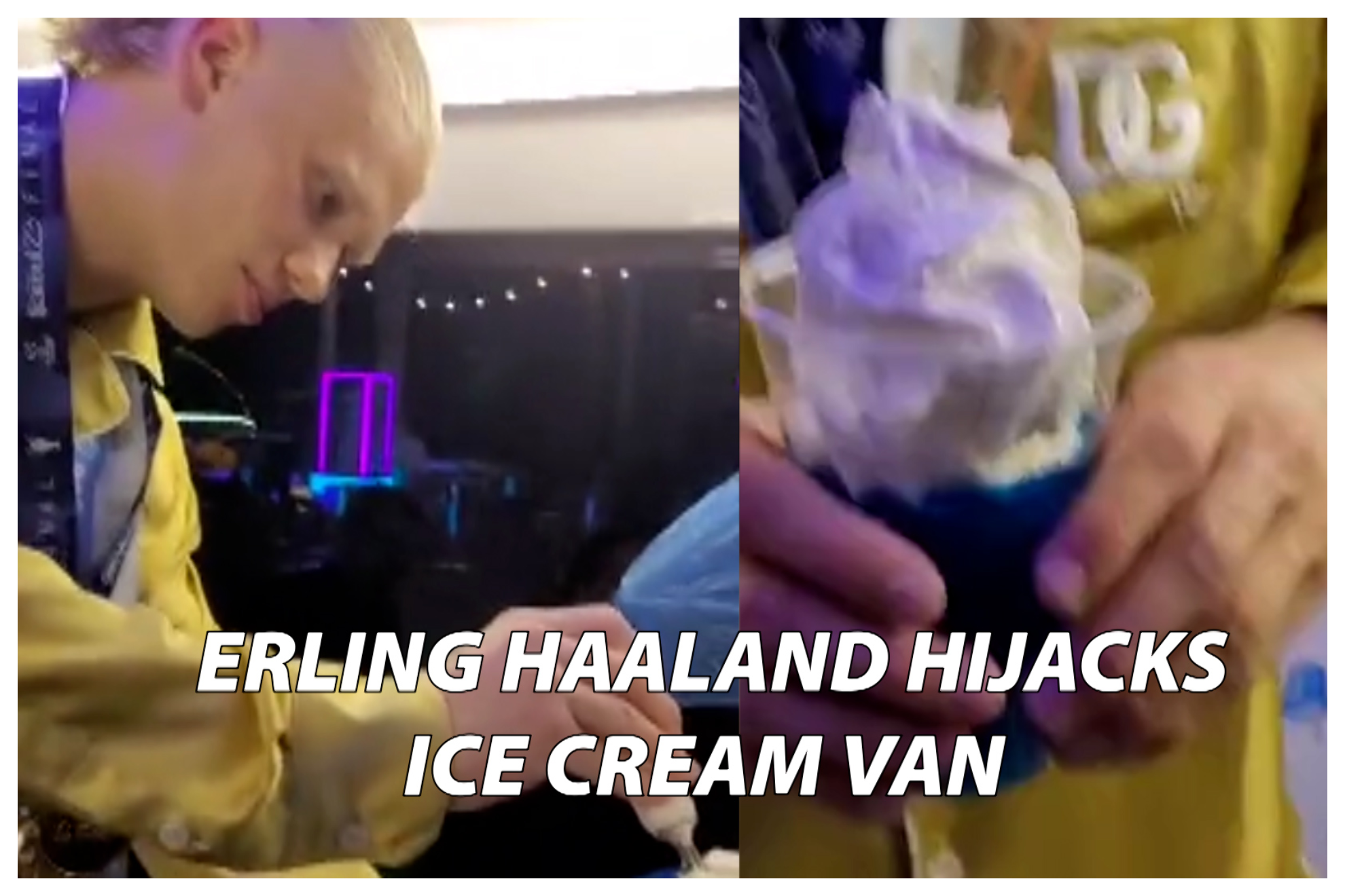 Erling the ice cream man: Haaland serves the sweet treat to incredulous fans in pyjamas
