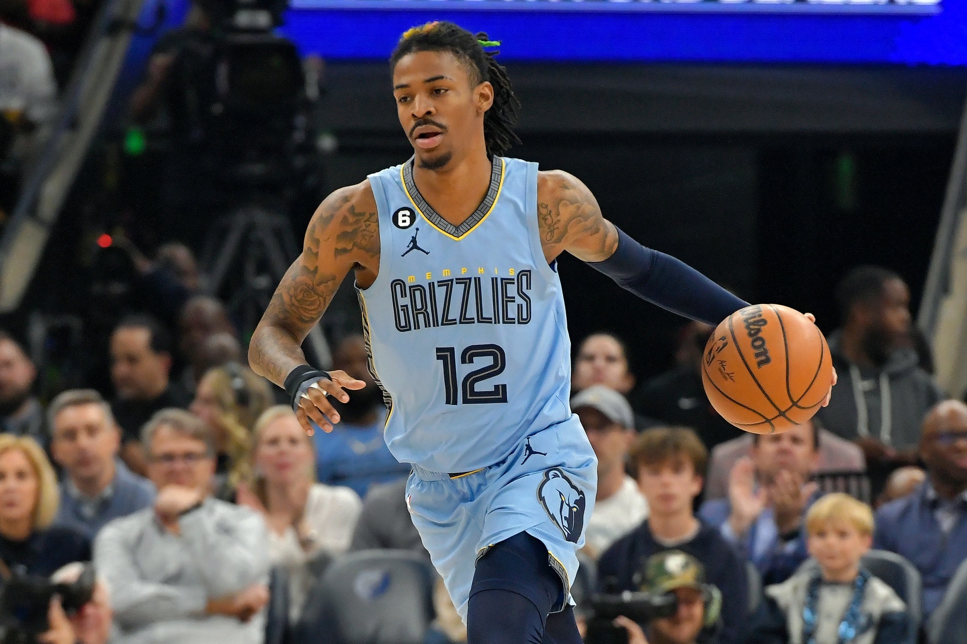 Ja Morant playing for the Memphis Grizzlies