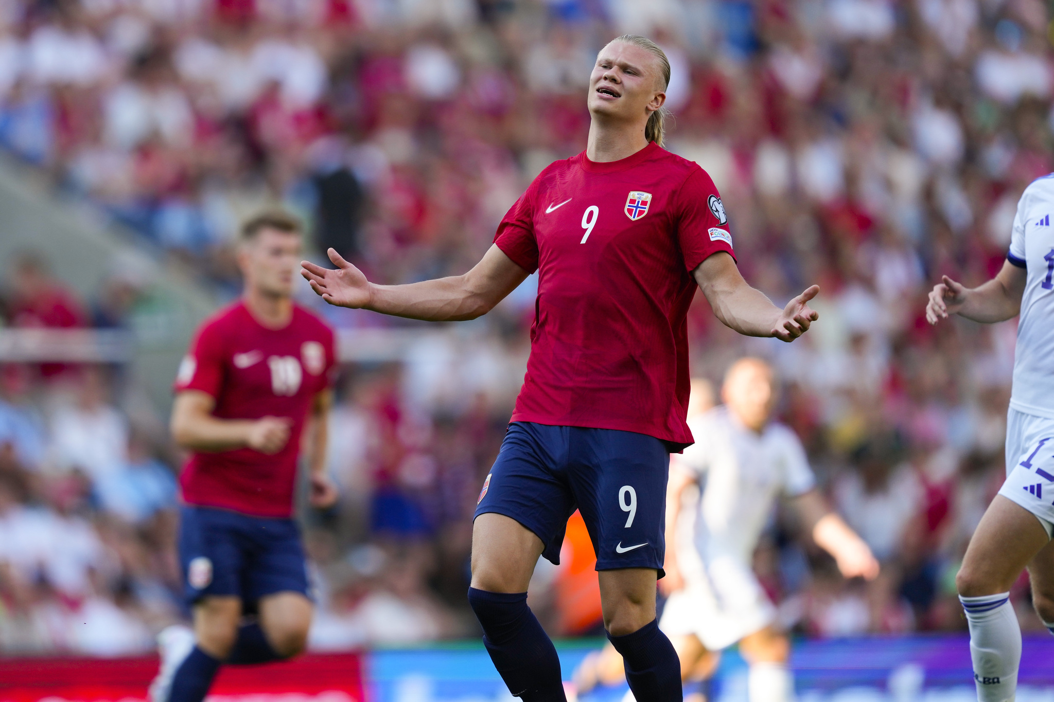 Haaland during Norway's 2-1 loss to Scotland