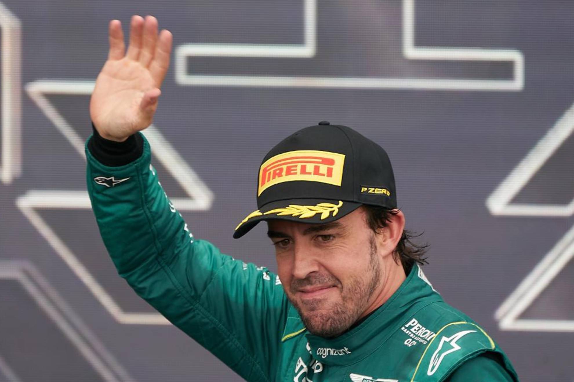 Fernando Alonso, en el podio de Canadá 2023.