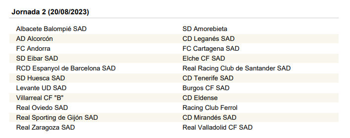 El calendario completo de Segunda División: descubre todas las jornadas ...