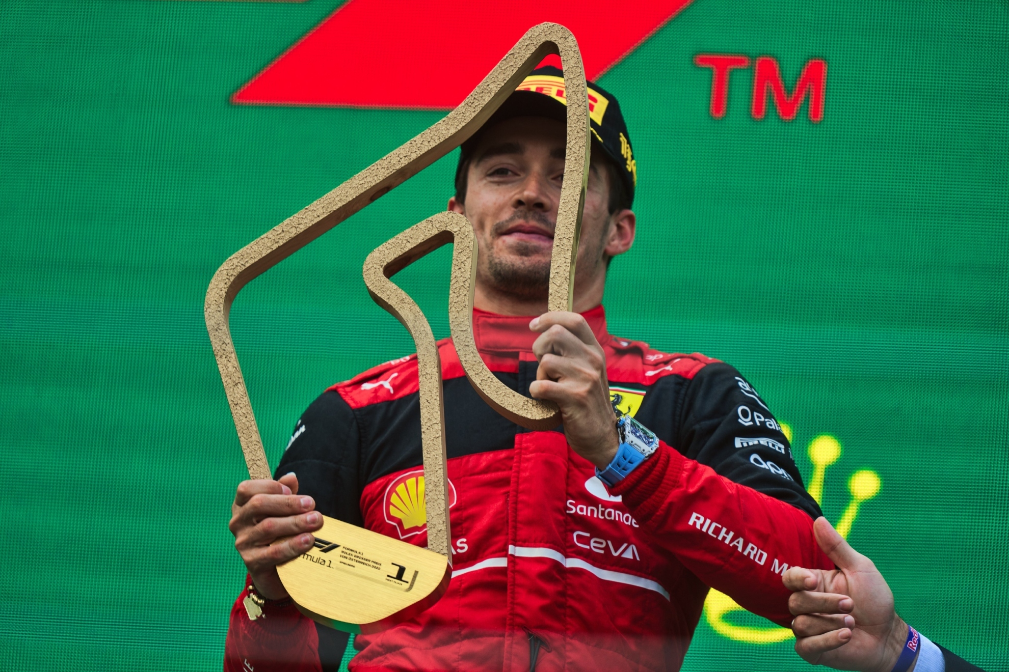 Charles Leclerc en el podio del Red Bull Ring en la temporada 2022