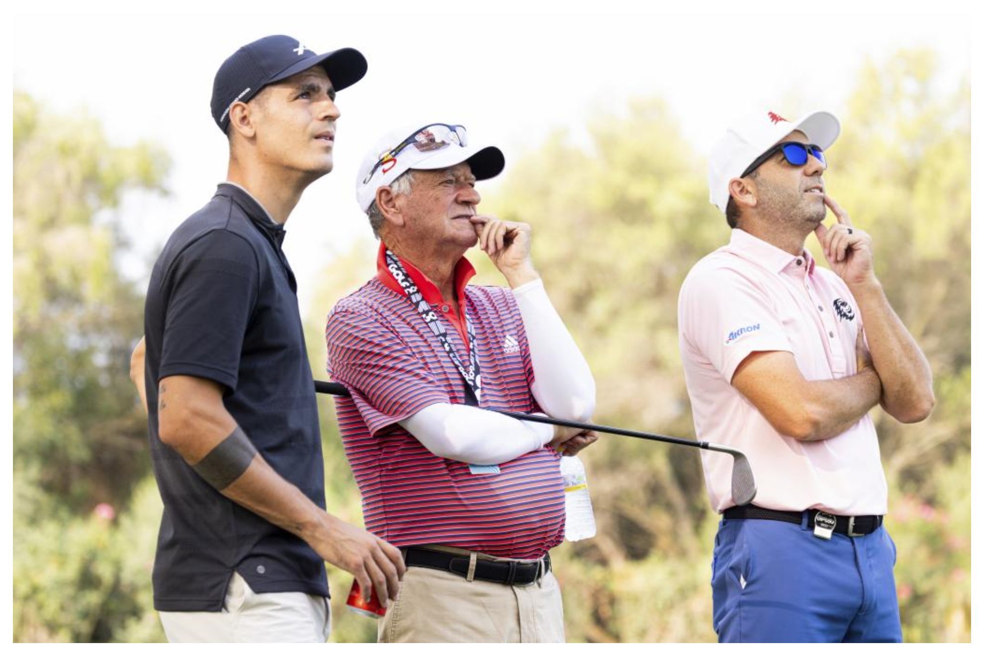 lvaro Morata, junto a Vctor, el padre de Sergio Garca, y el golfista de Borriol.