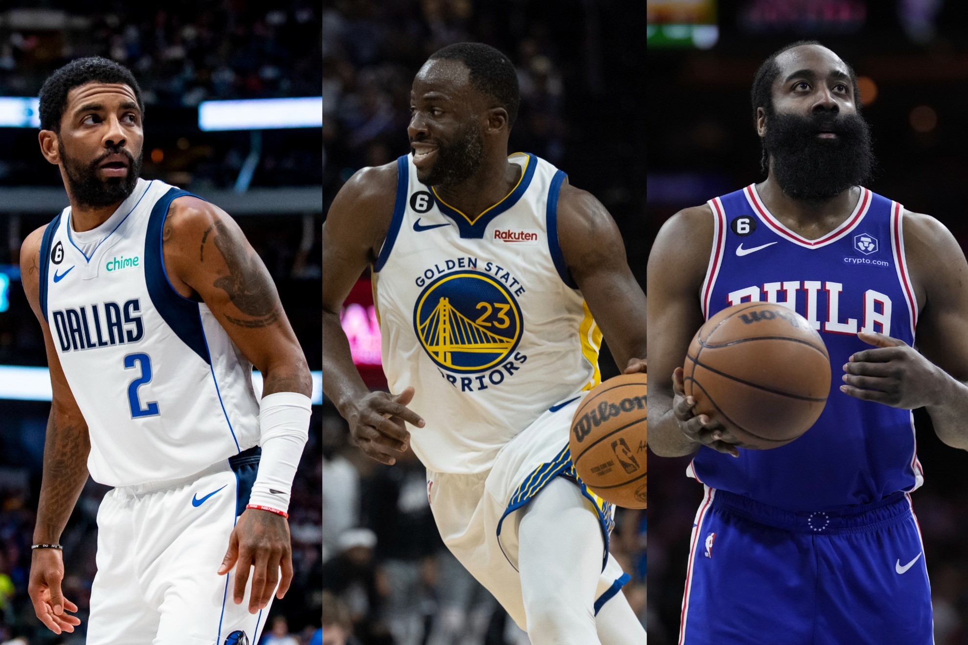 Mavericks' Kyrie Irving, Warriors' Draymond Green and Sixers' James Harden are the top free agents.