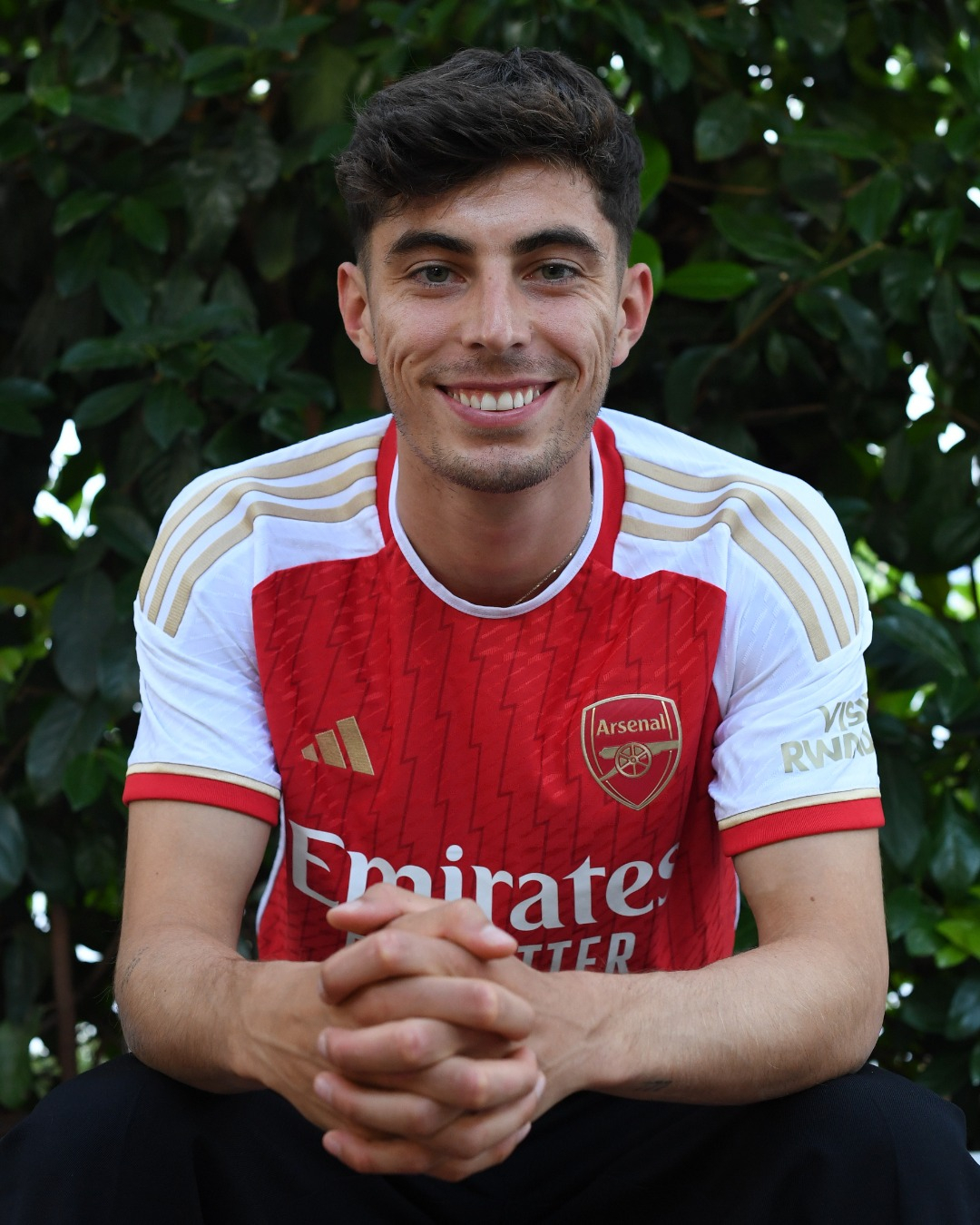 Havertz stands in Arsenal colours.