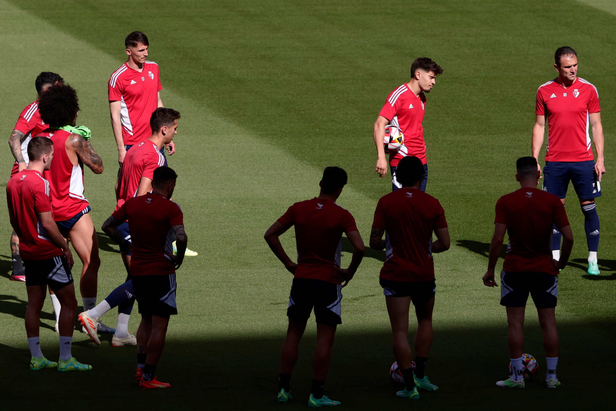 Los jugadores de Osasuna en un entrenamiento previo a la final de Copa del Rey.