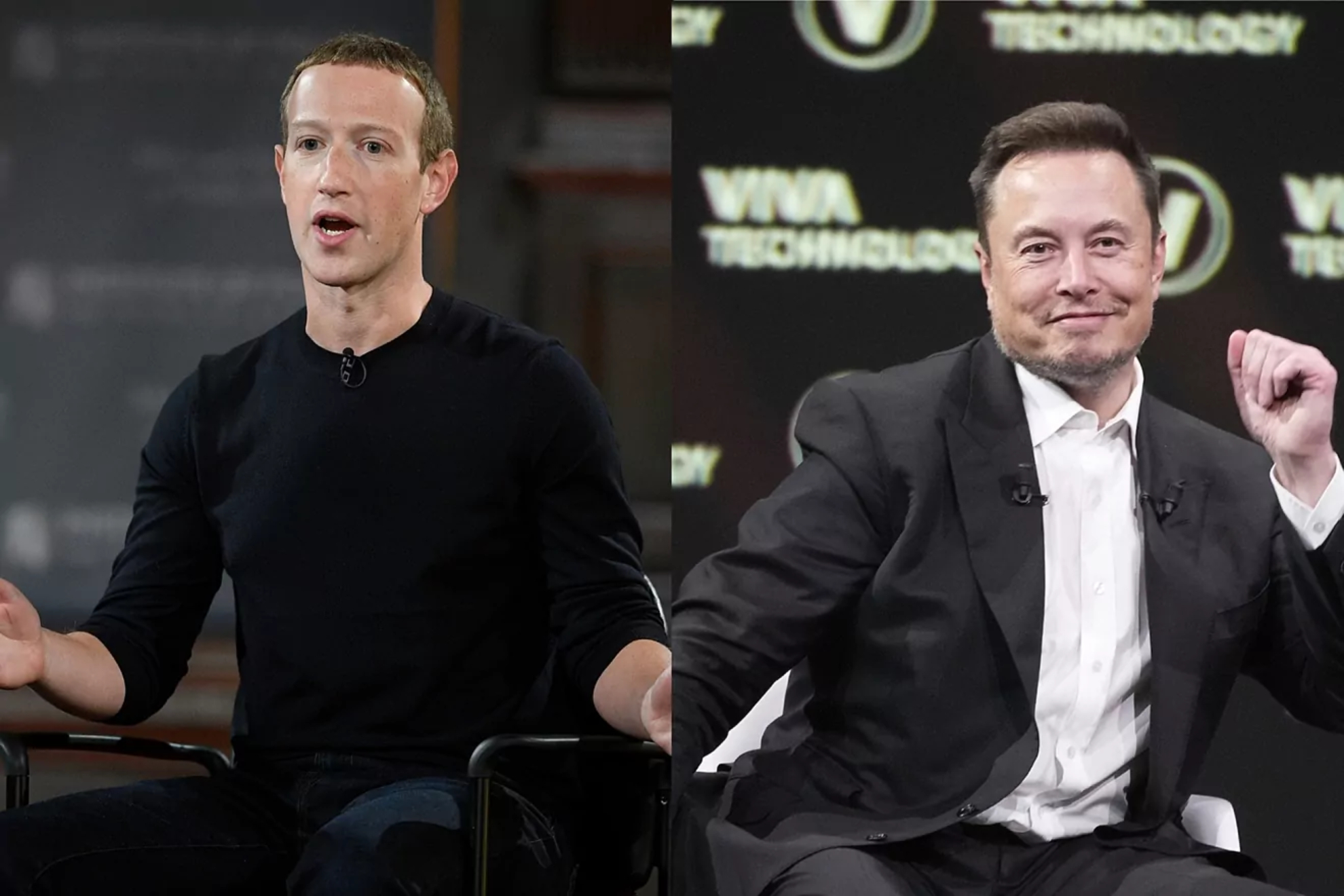 Mashup image of Mark Zuckerberg vs Elon Musk