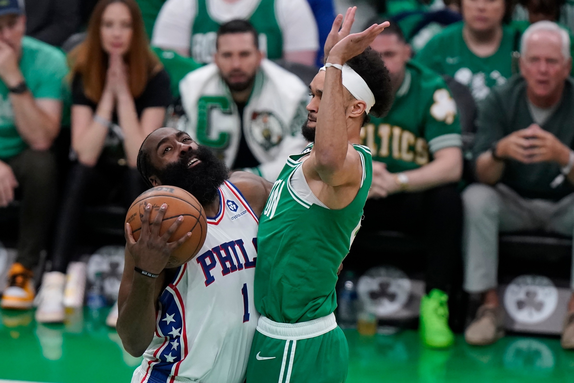 James Harden playing vs Boston Celtics