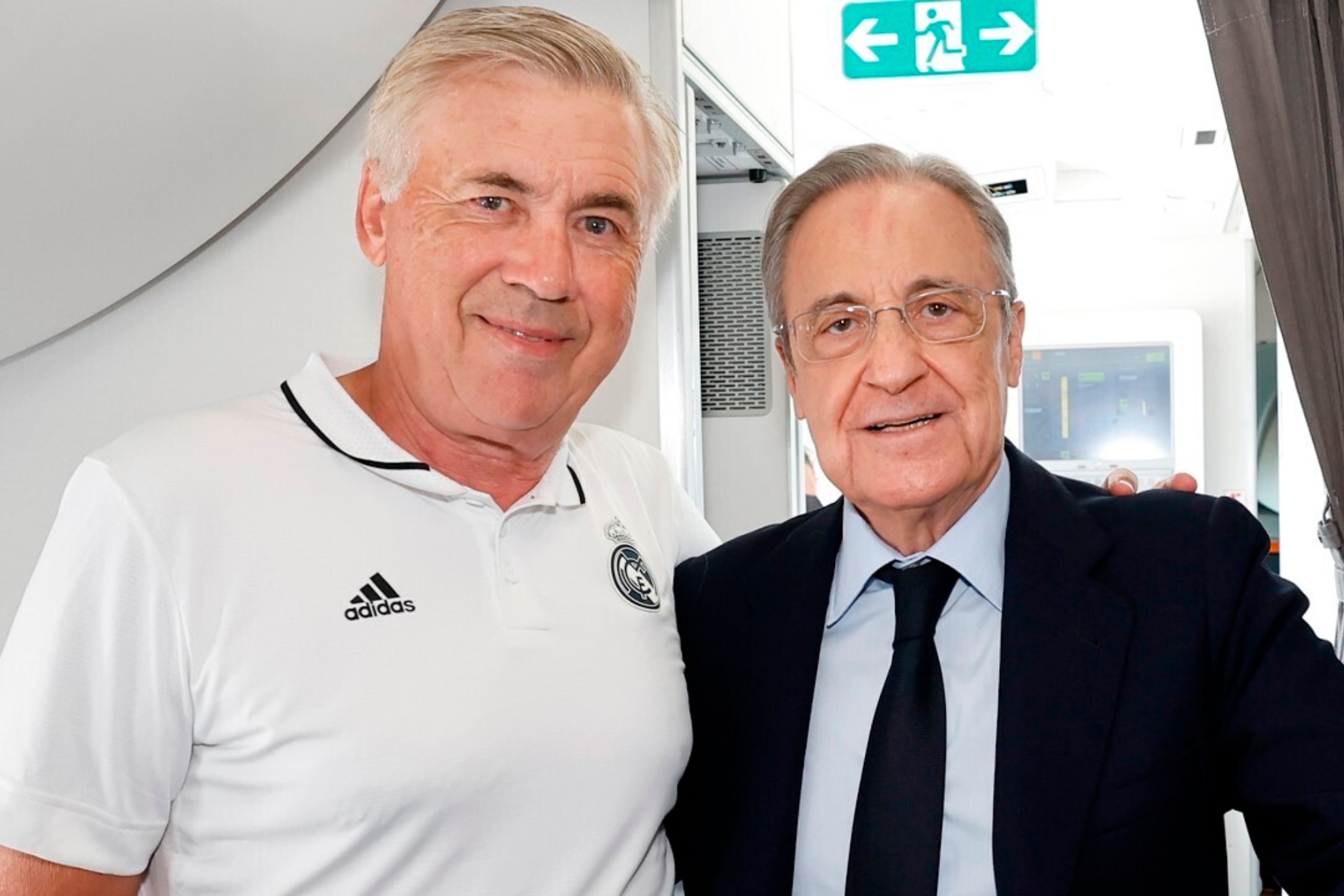Florentino Pérez y Carlo Ancelotti, en Valdebebas/REALMADRID C.F.