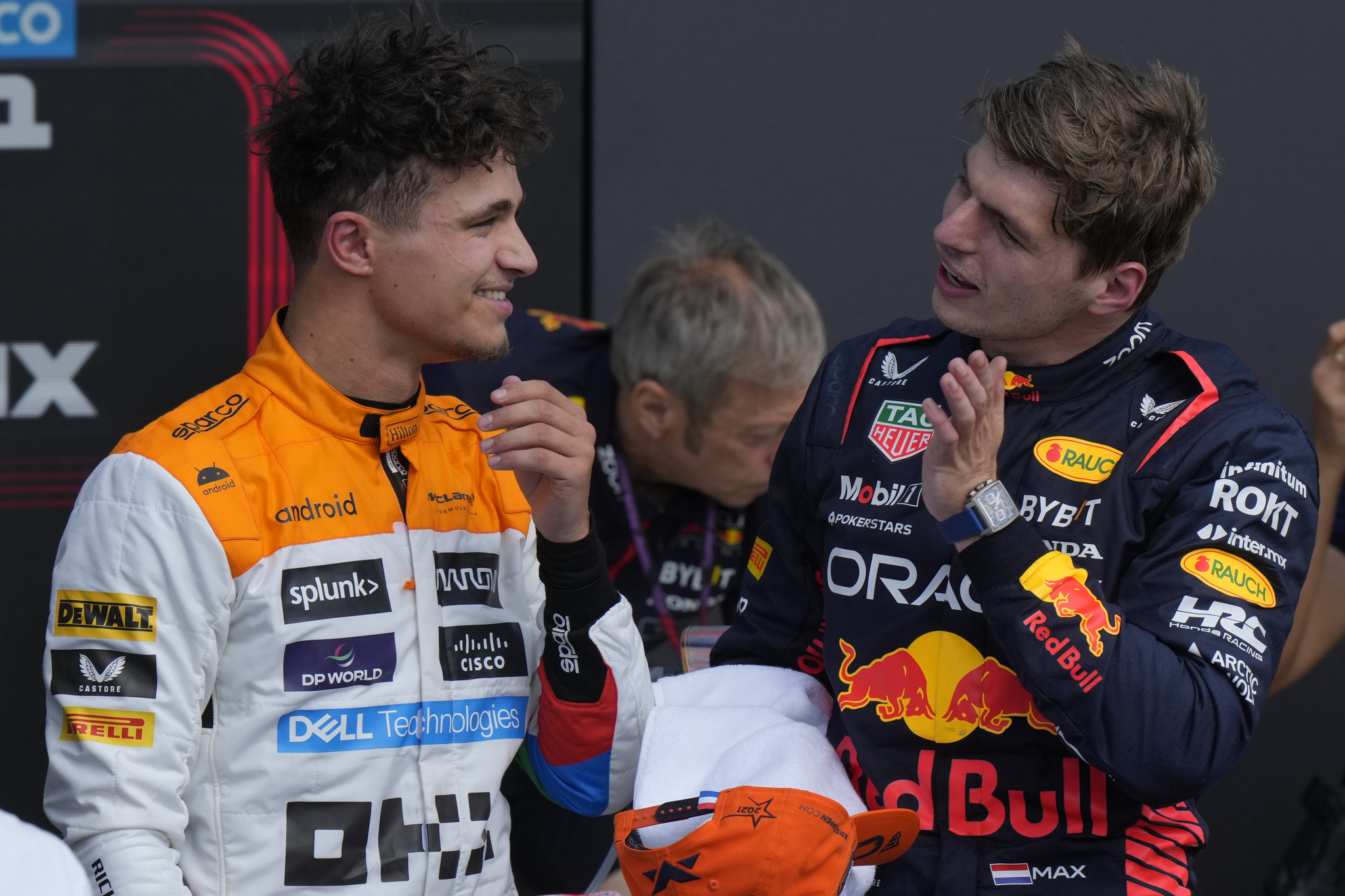 Lando Norris y Max Verstappen tras la clasificación del GP de Gran Bretaña