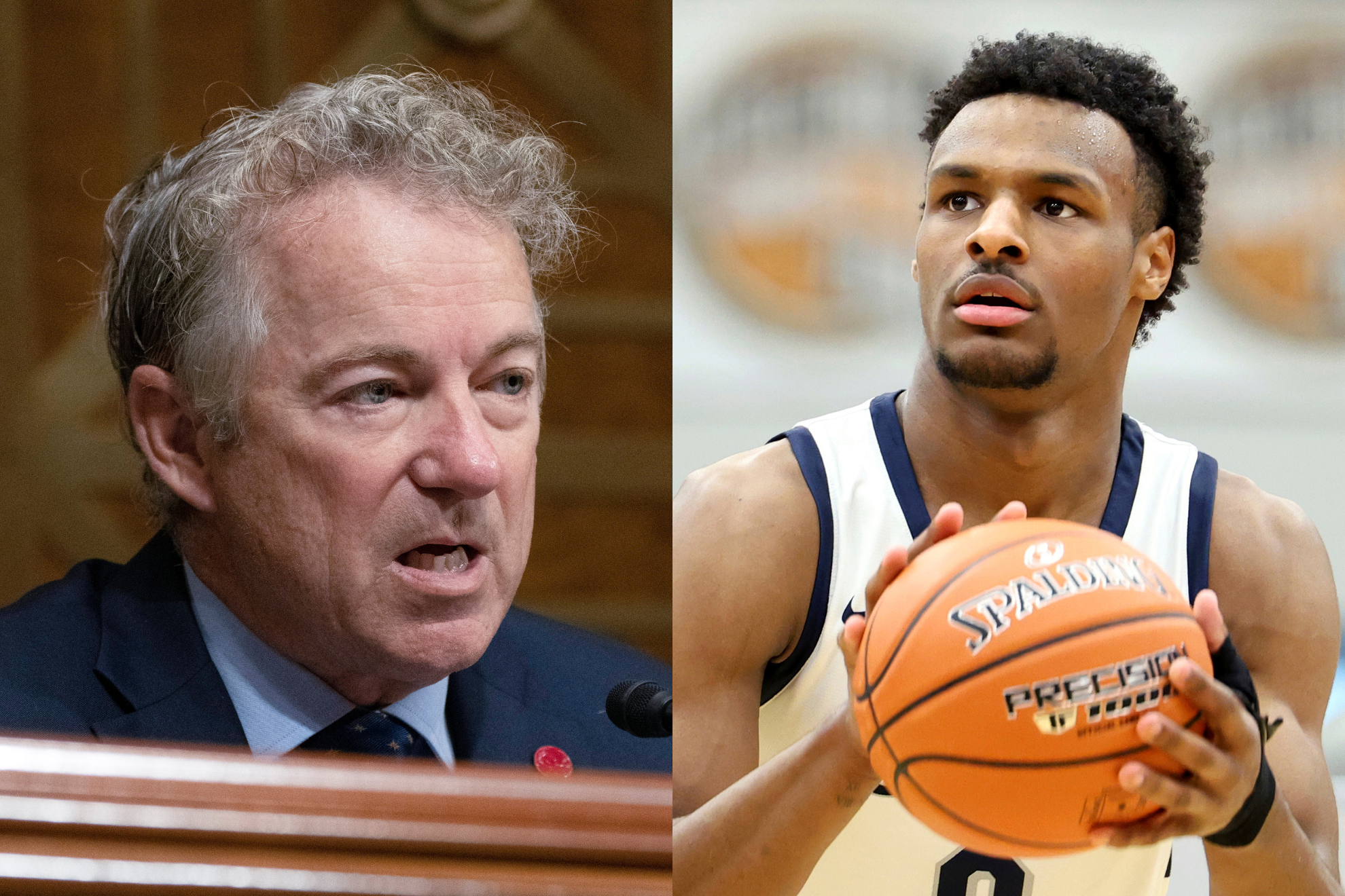 Rand Paul (L) appears to be a future rival of athletes like Bronny James (R)