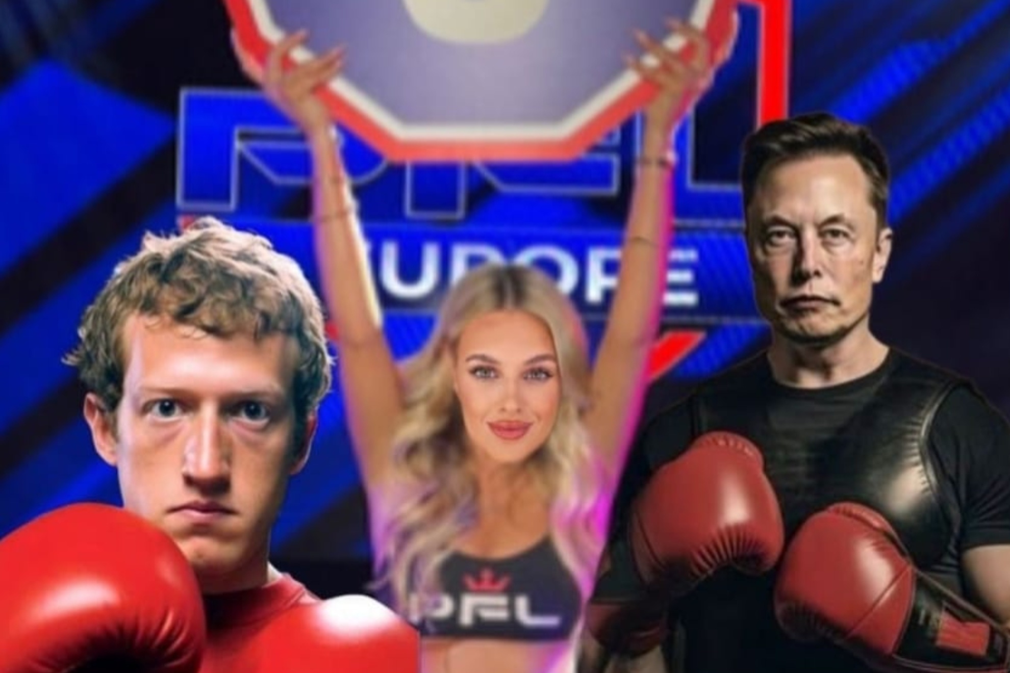 Veronika Rajek (center) made an 'offer' to Zuckerberg (left) and Musk (right) in Threads.