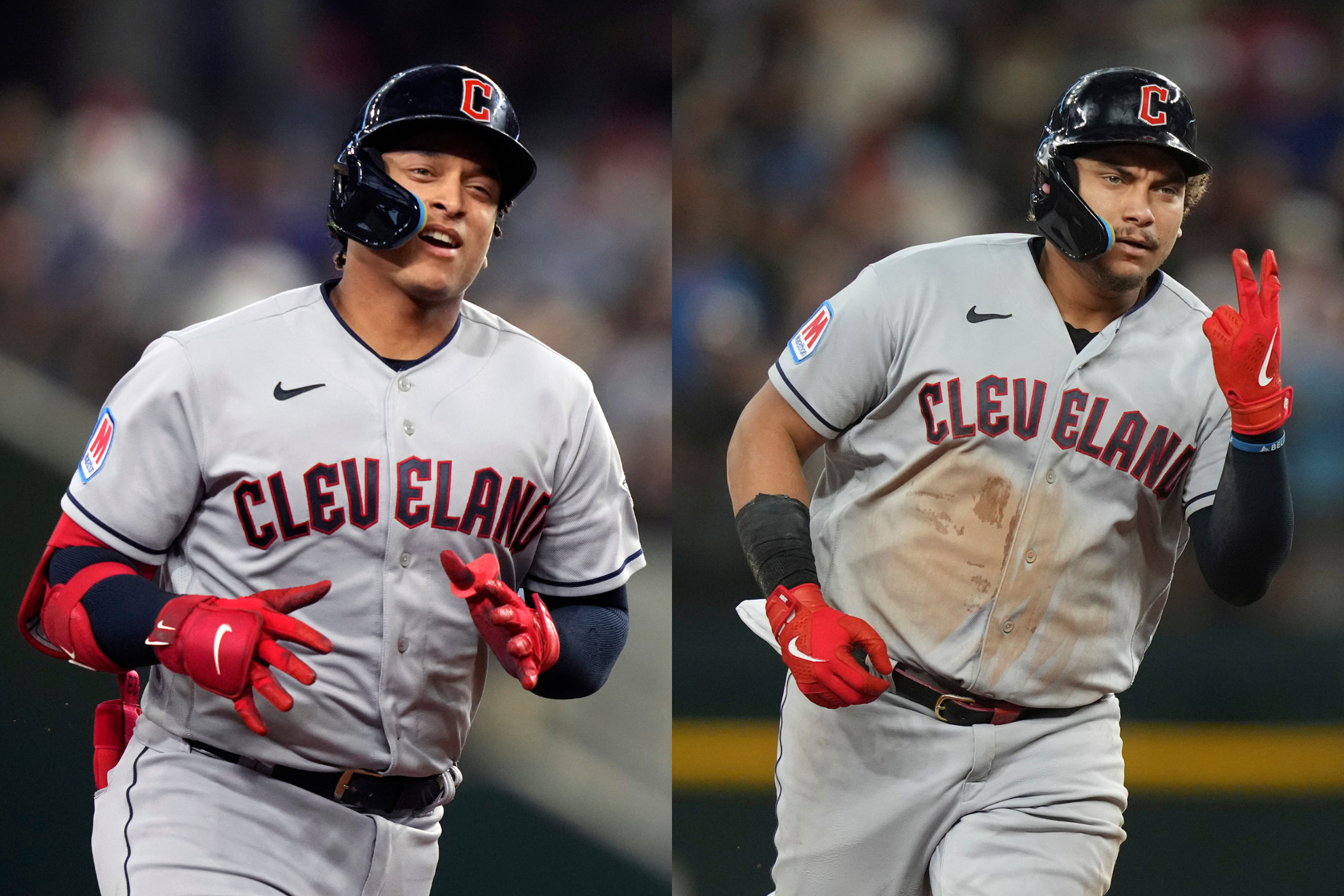 Bo Naylor (L) and Josh Naylor (R) both homered for the Cleveland Guardians.