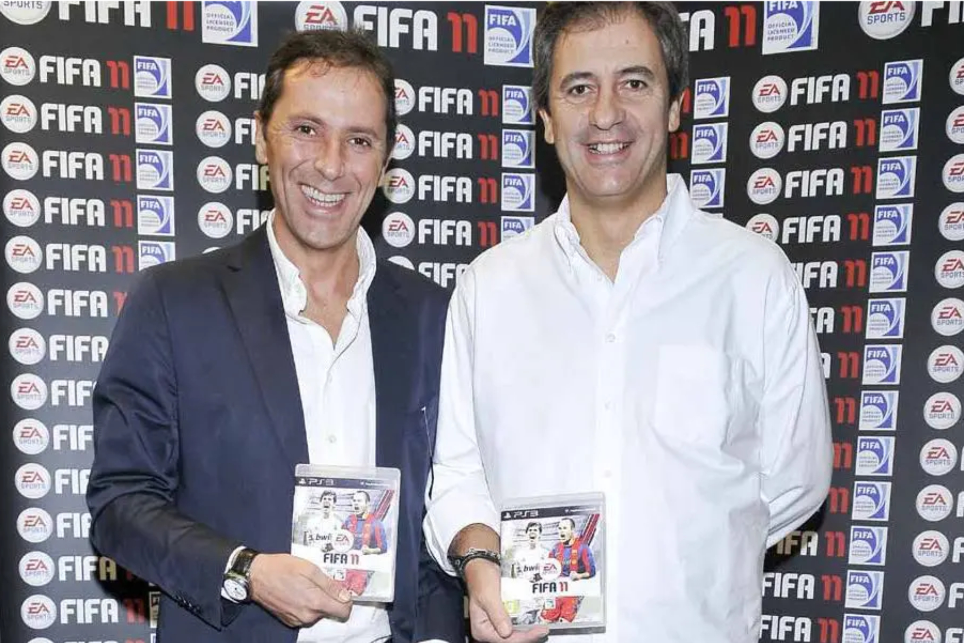 Paco González y Manolo Lama en la presentación del FIFA 11