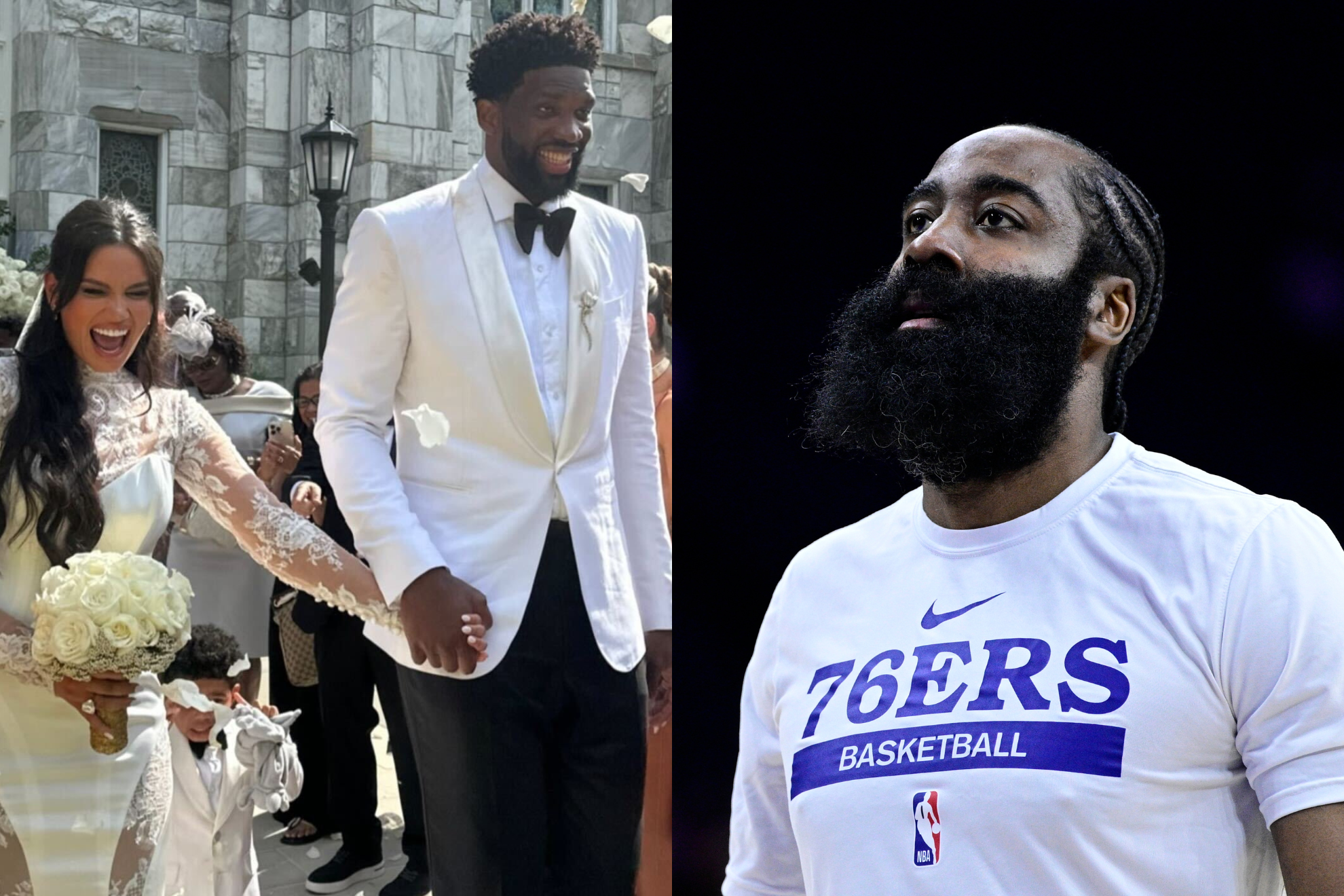 While Joel Embiid got married, James Hardens whereabouts were unknown.