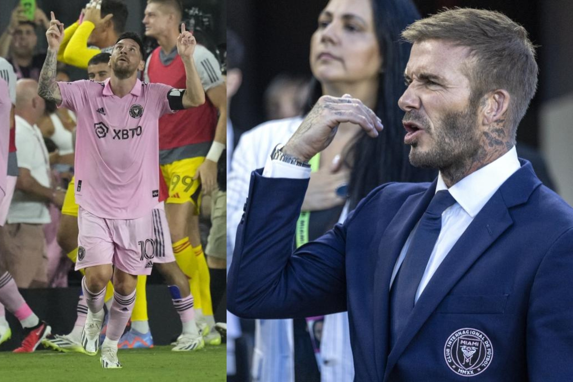 Un montaje con una imagen de Messi y otra de David Beckham.