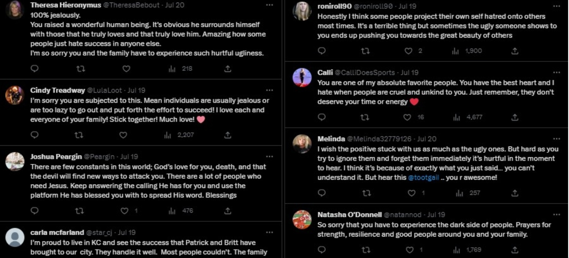 Comments on Randi Mahomes' Twitter message