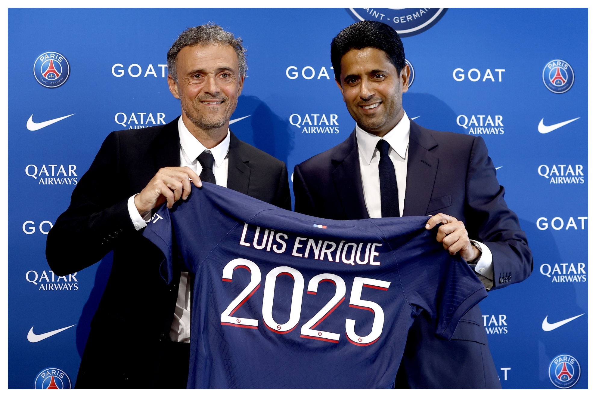 Luis Enrique y Al Khelaifi, durante la presentación del entrenador del PSG/LAPRESSE