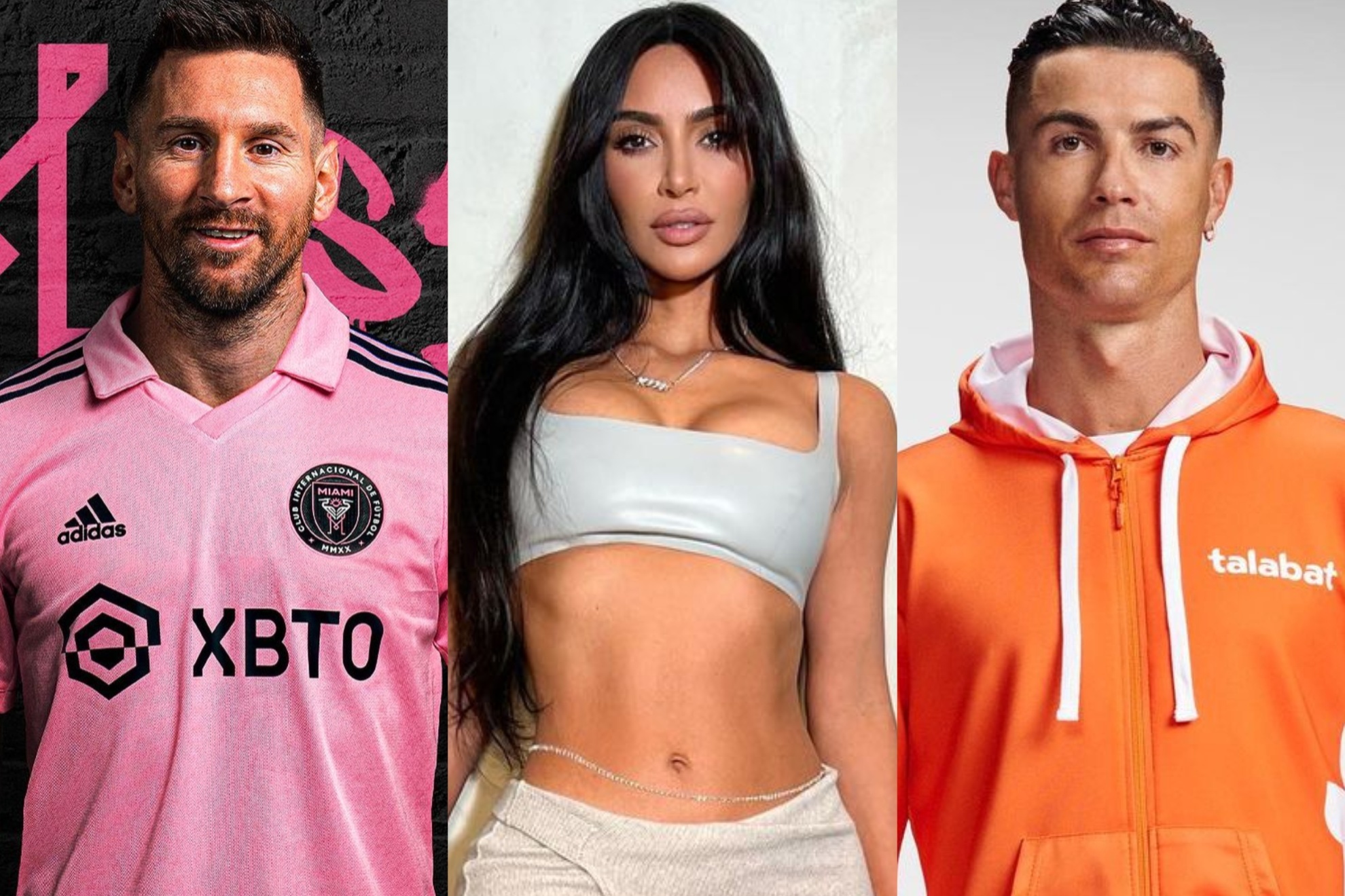 Lionel Messi, Kim Kardashian and Cristiano Ronaldo.