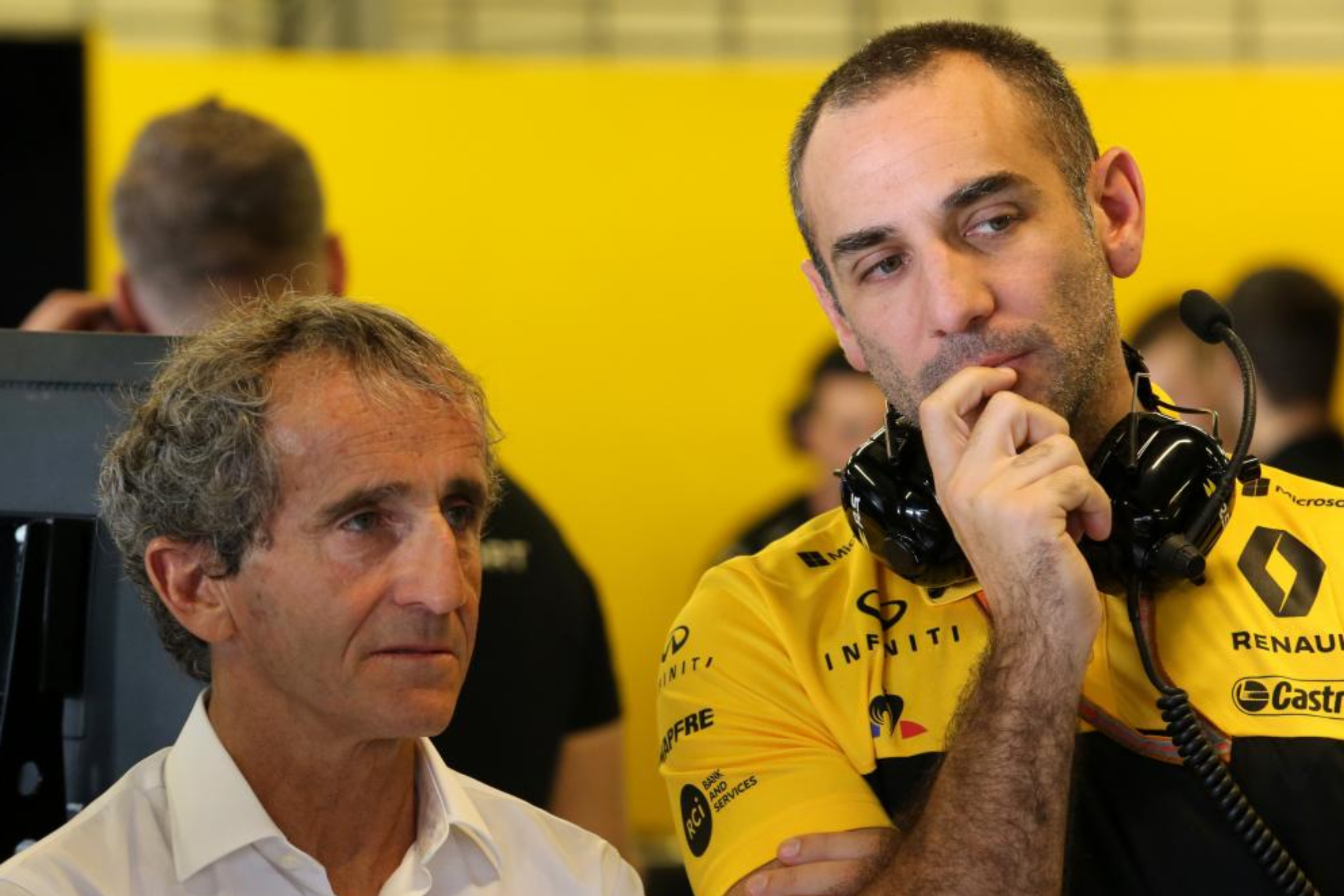 Alain Prost y Cyril Abiteboul, juntos en su etapa en Renault.