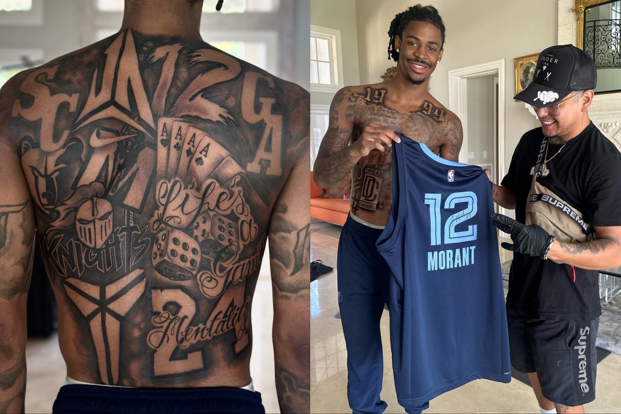 Memphis Grizzlies' Ja Morant got two back tattoos in honor of Kobe Bryant