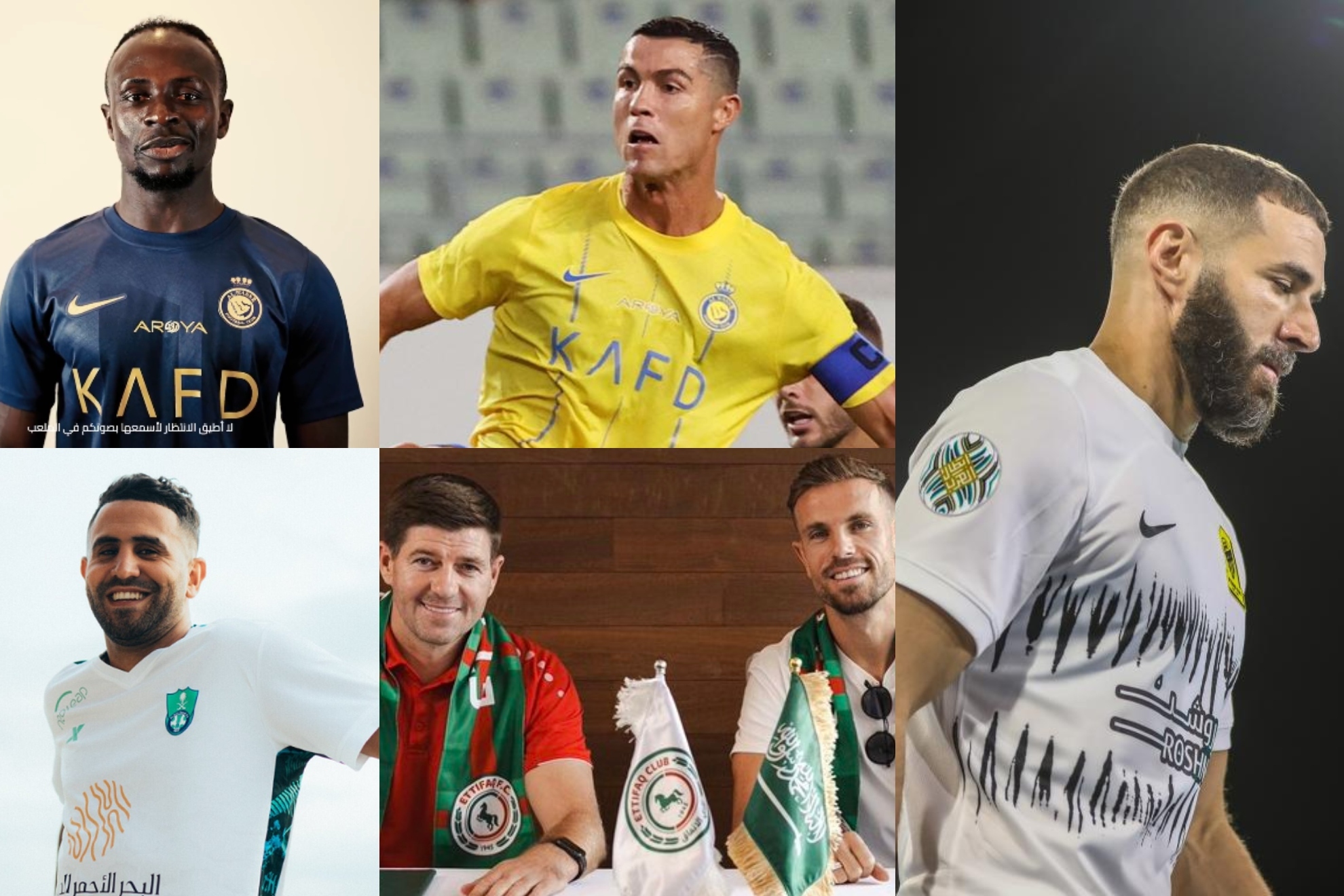 Mané, Cristiano, Mahrez, Gerrard, Henderson and Benzema.