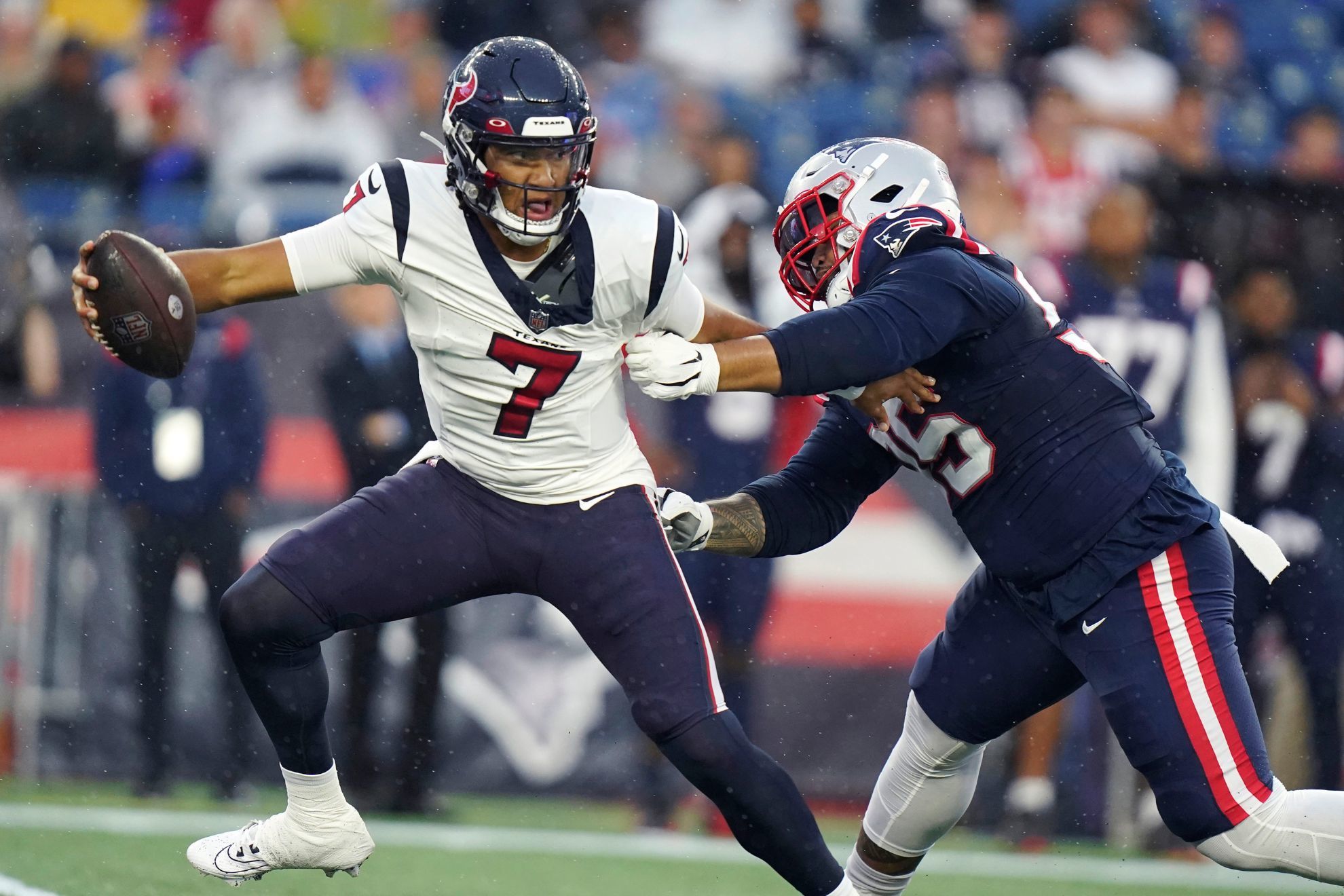 CJ Stroud endures 'welcome to the NFL' moment on opening drive of Texans at Patriots
