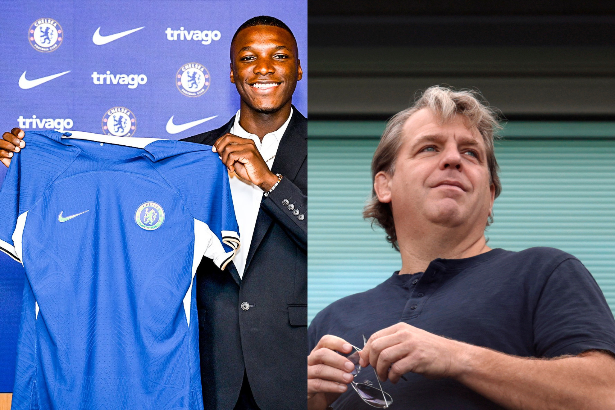 Todd Boehly (right) sanctioned Chelseas most expensive transfer yet, for Caicedo (left).