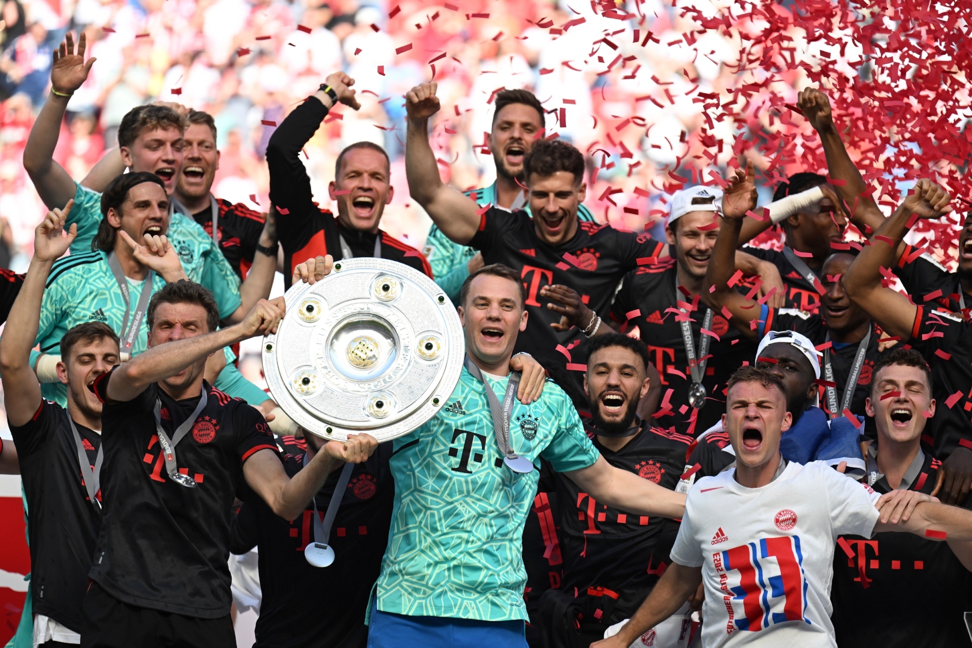 Los jugadores del Bayern celebran la conquista de la �ltima Bundesliga.