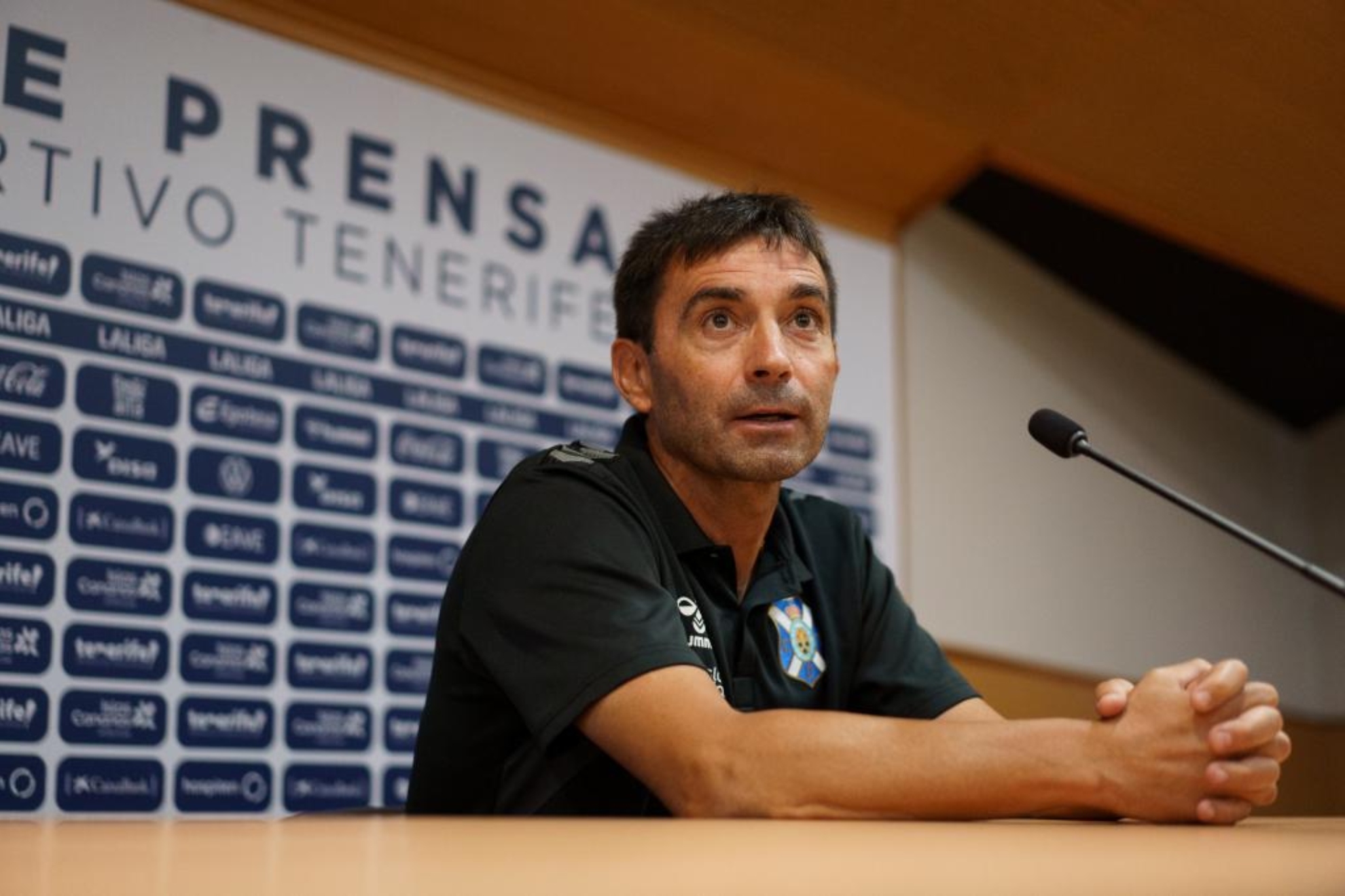 Asier Garitano, entrenador del CD Tenerife, en una comparecencia ante los medios de comunicación.