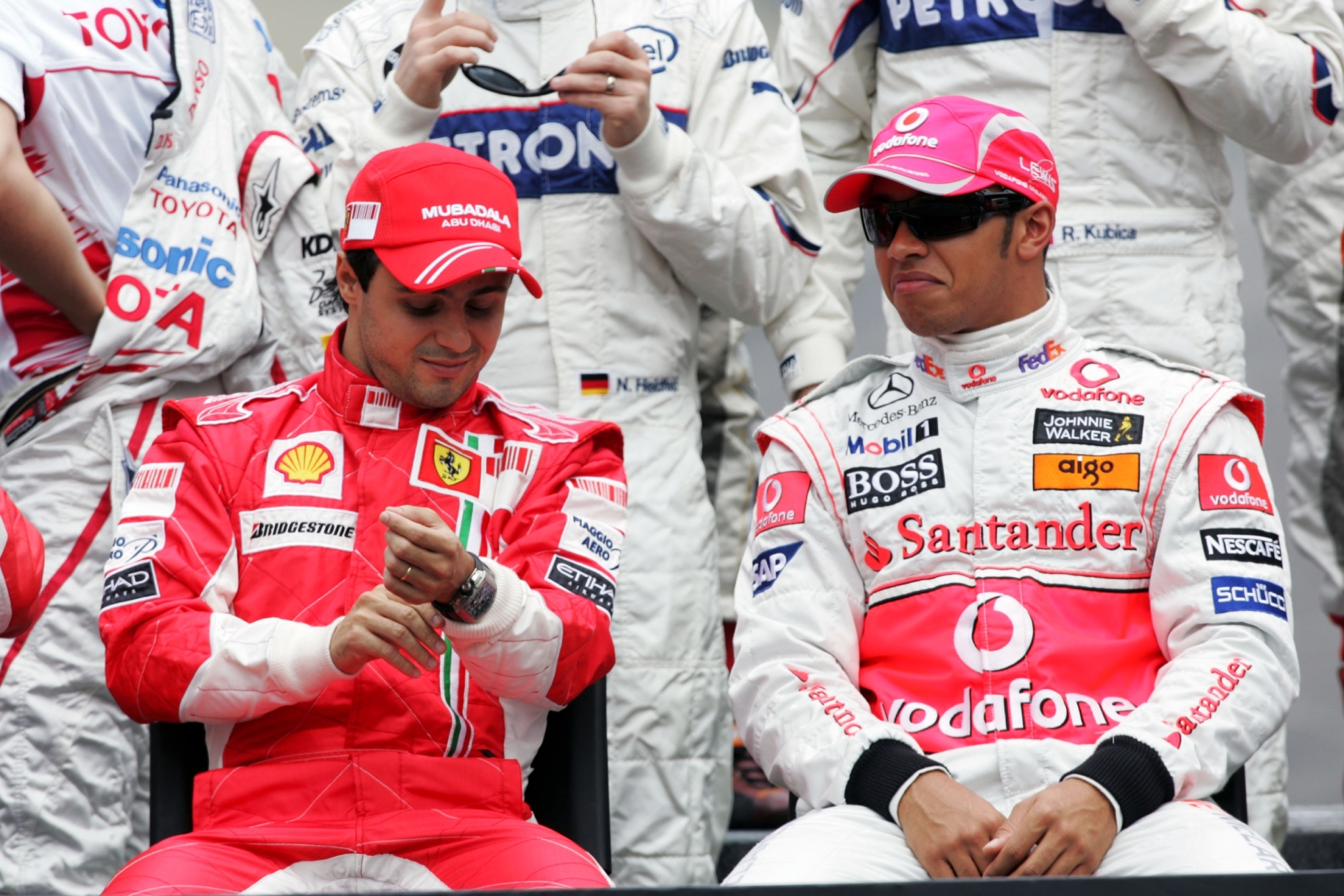Felipe Massa y Lewis Hamilton durante la temporada 2008